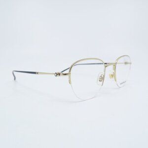 MontBlanc MB0129O 004 52mm Gold Metal, Half Rim, New Men's Eyeglasses Frames.
